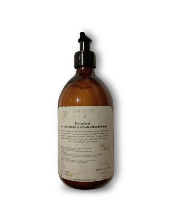 Liniment Oléo-Calcaire - Soin Naturel pour Bébé en Flacon Verre Rechargeable - Demain, un savon