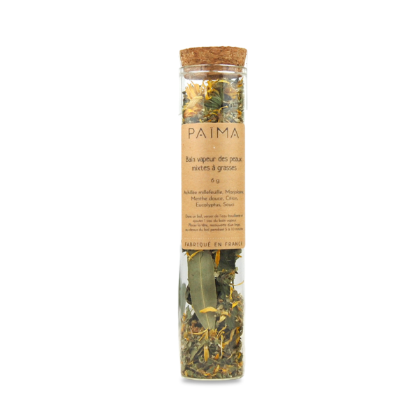 Bain Vapeur des Peaux Grasses – Païma | Rituel purifiant aux plantes bio pour une peau matifiée et équilibrée