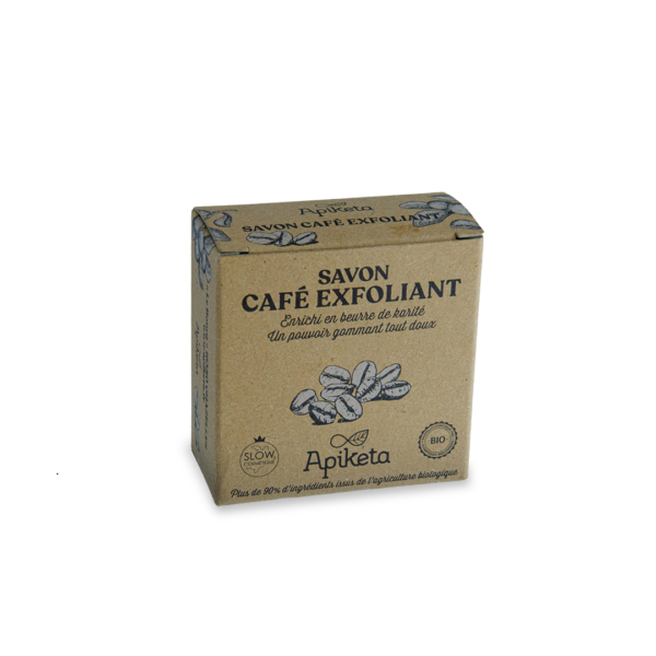 Savon Café Exfoliant – Apiketa | Soin exfoliant naturel pour une peau douce et revitalisée